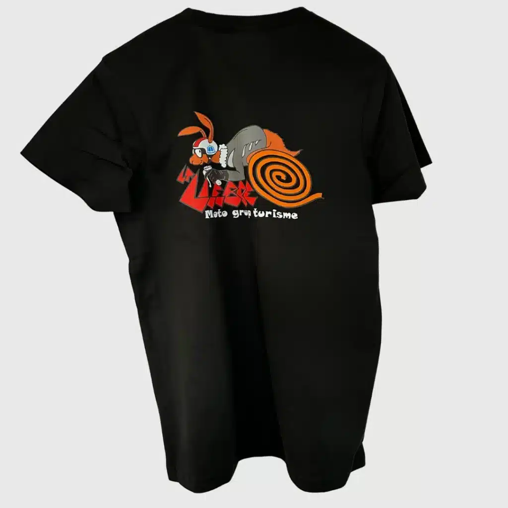 Camiseta negra personalizada con logo de Moto grup La Llebre Altea