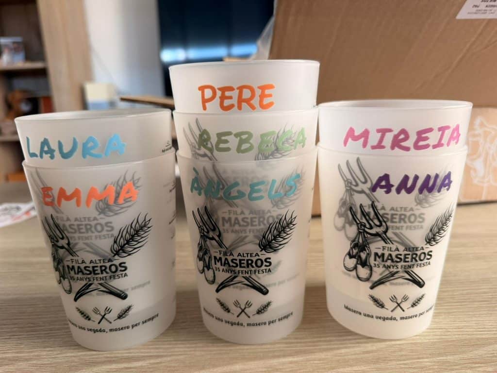 Vasos personalizados con nombre en UV-DTF Filà Maseros Altea