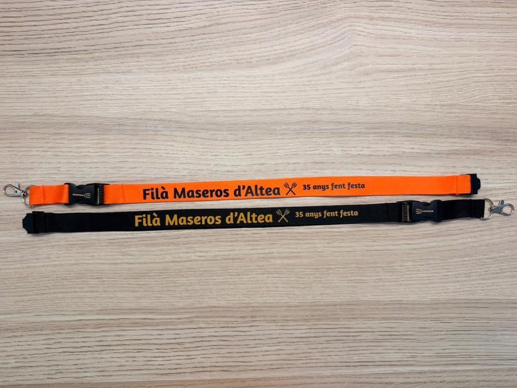 Lanyards personalizados Filà Maseros d'Altea naranja y negro